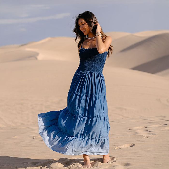 Ocean Mist Mai Tai Maxi Dress, twirling in the dunes