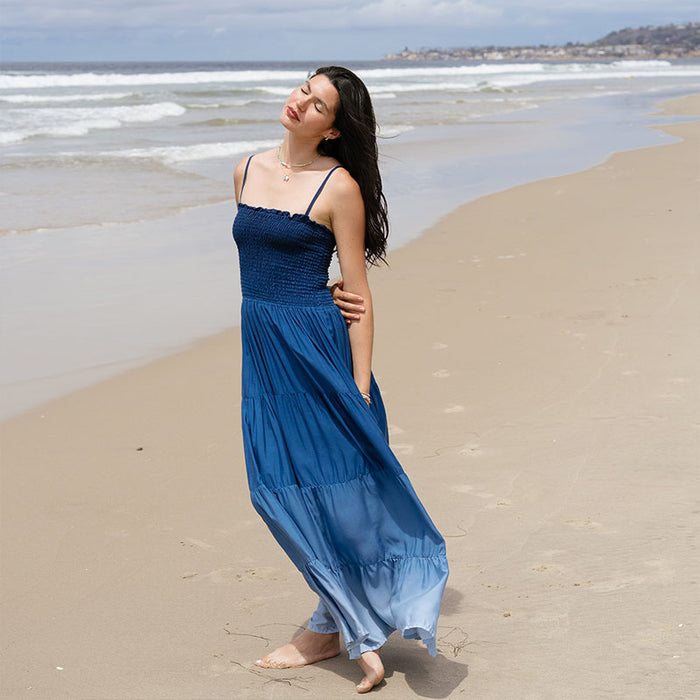 Ocean Mist Mai Tai Maxi Dress, worn on the beach