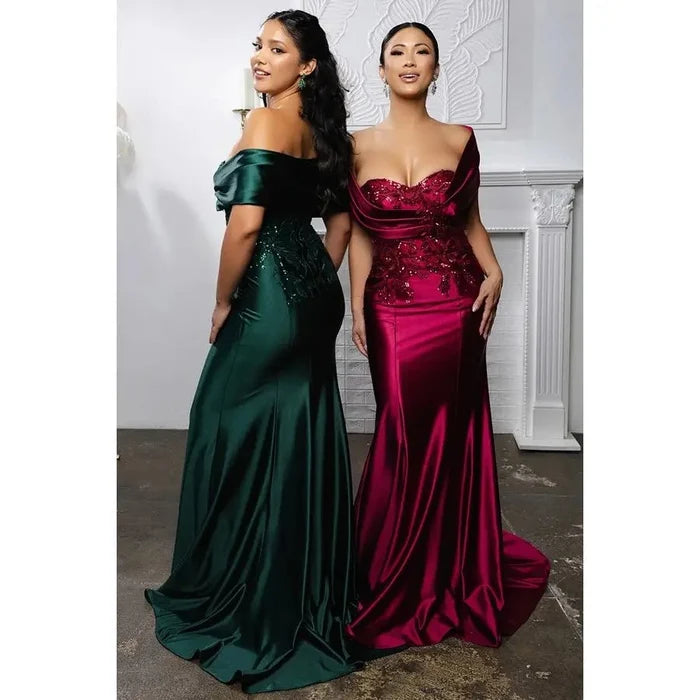 {Wholesale Off the Shoulder Sweetheart Neckline Stretch Satin} - {} at {Linda Mariposa}