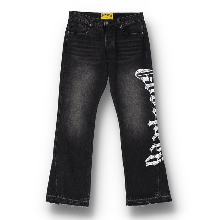 OG Logo Flared Grey Denim Jeans