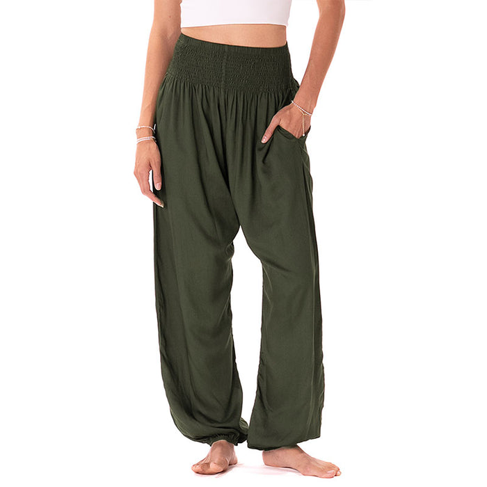 Olive Harem Pants, front