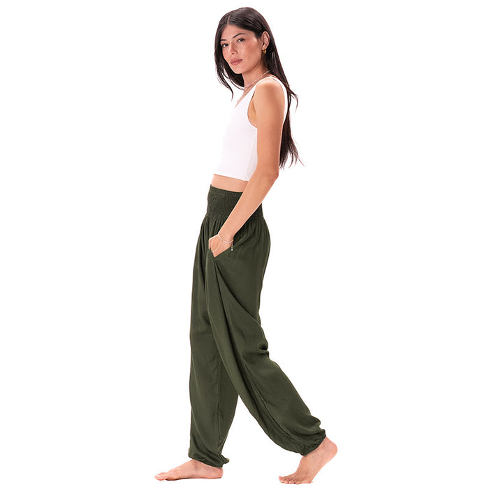 Olive Harem Pants, side