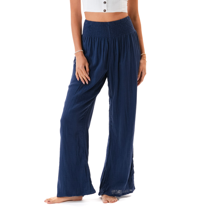 Oxford Wide Leg Cotton Pants, front