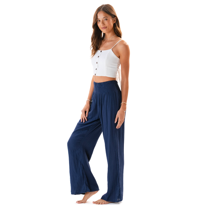 Oxford Wide Leg Cotton Pants, side