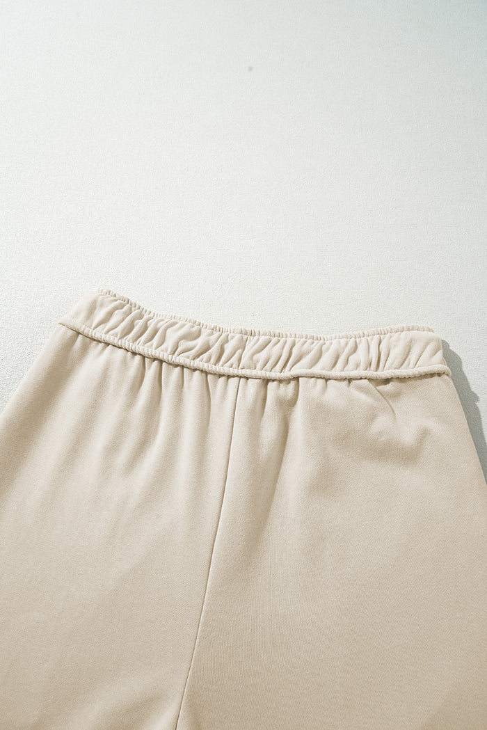 Pantalon large décontracté à cordon de serrage et boucle abricot