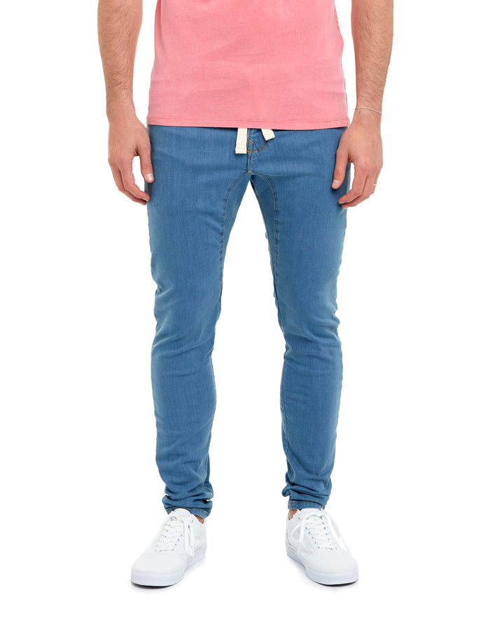 pantalon tapered indigo PULLIN en coton