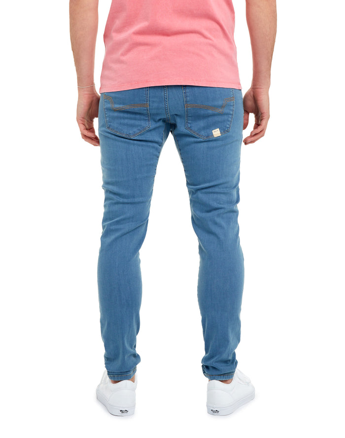 pantalon tapered indigo PULLIN en coton