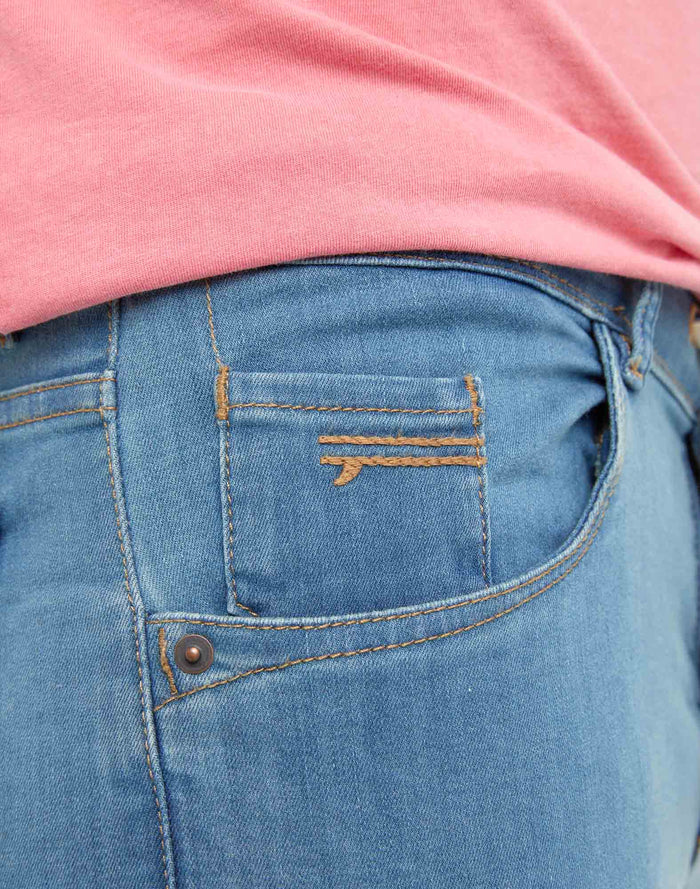 pantalon tapered indigo PULLIN en coton