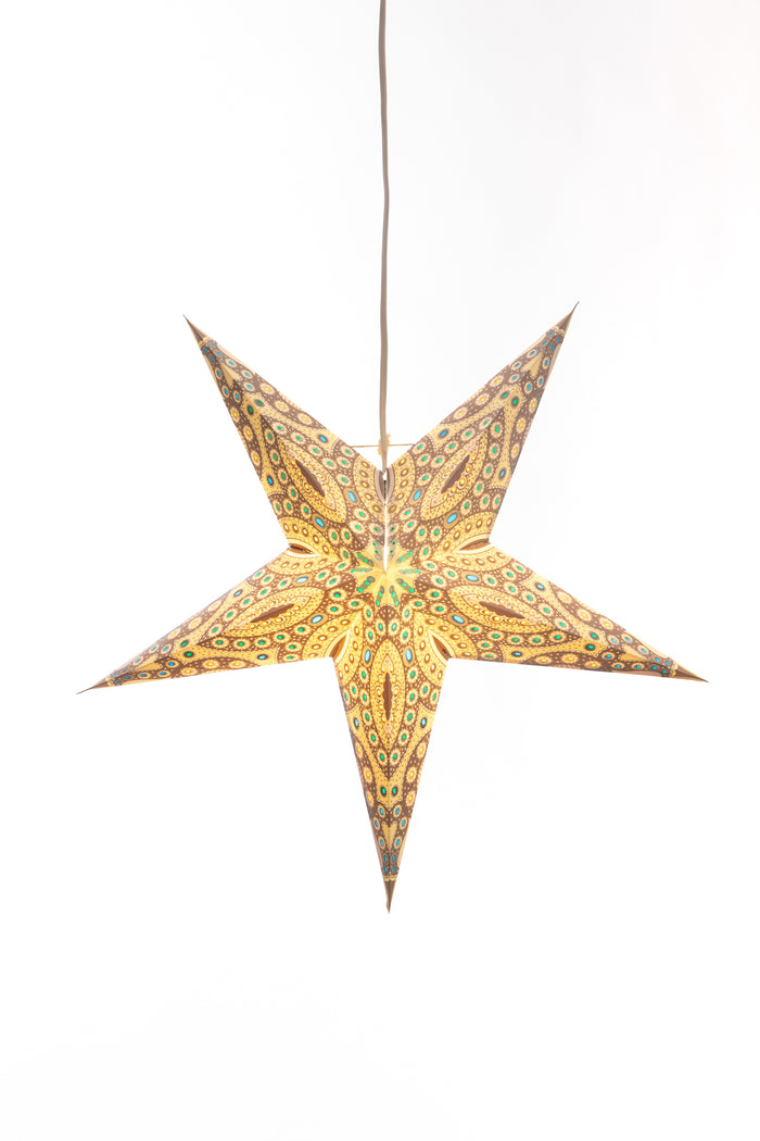 Paper star lantern in rajasthani  - creme. Light kit sold separately.