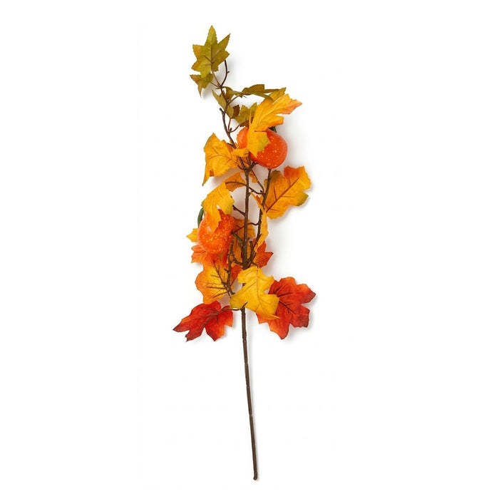 Partyrite 24" Artificial Autumn Oak Leaf Floral Spray Picks with Dual Mini Pumpkins | Wholesale