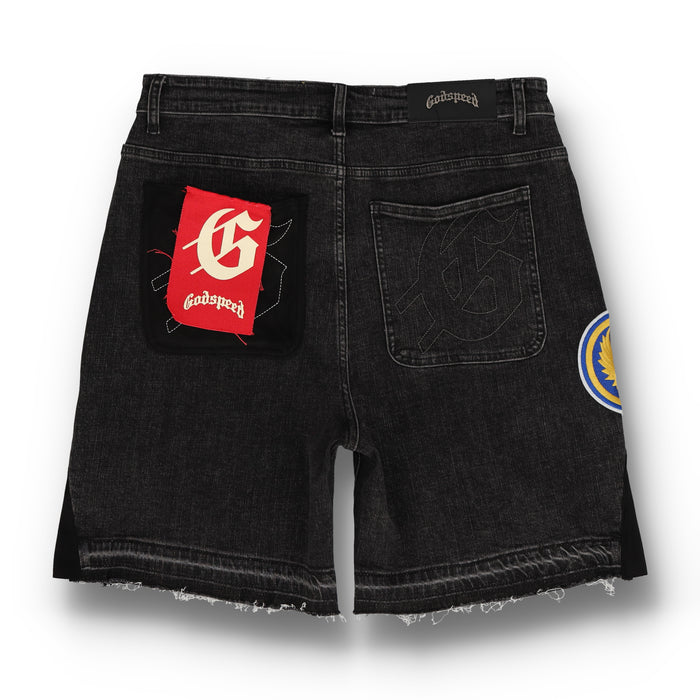 Patchwork Denim V2 Black Shorts