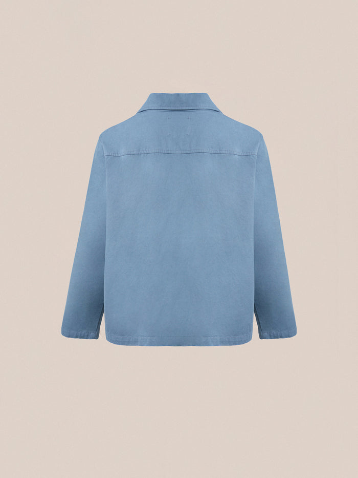 The back view of a Found Patina Work Jacket, showcasing its durability.