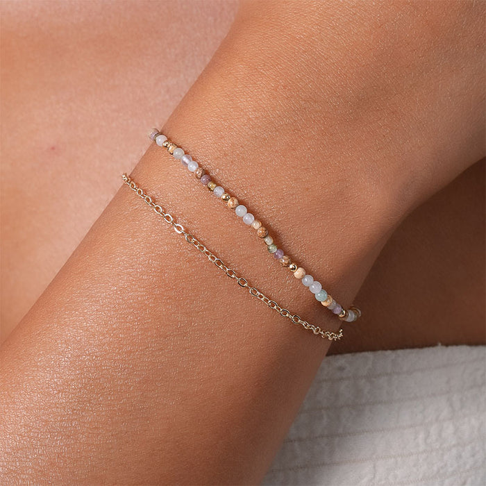 Peace + Love + Happiness 2mm Layered Healing Bracelet