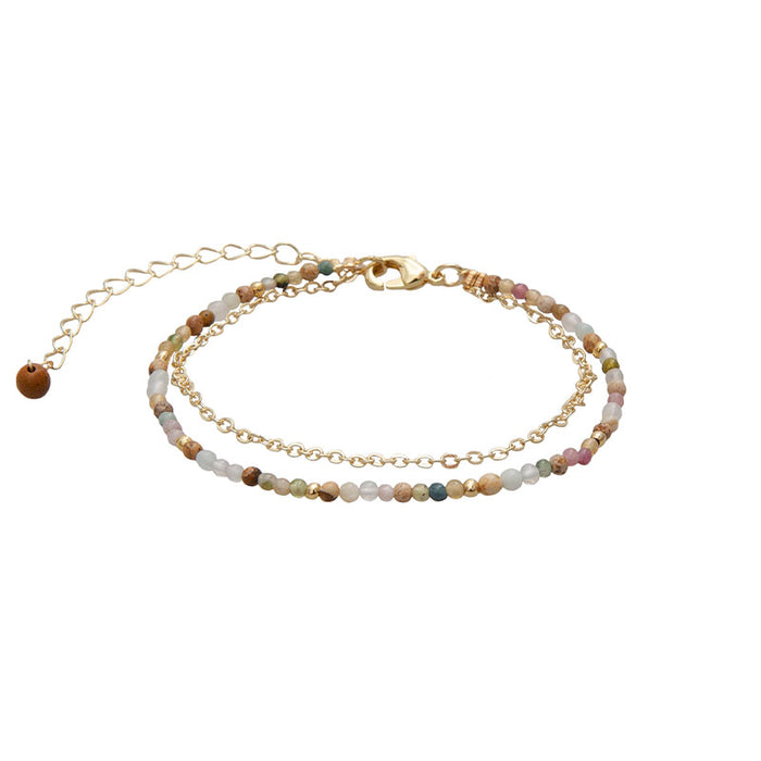 Peace + Love + Happiness 2mm Layered Healing Bracelet
