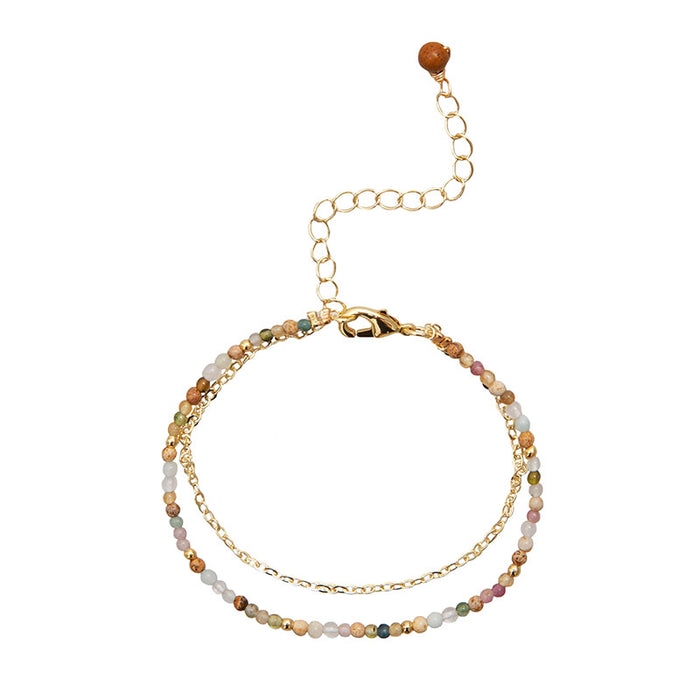 Peace + Love + Happiness 2mm Layered Healing Bracelet