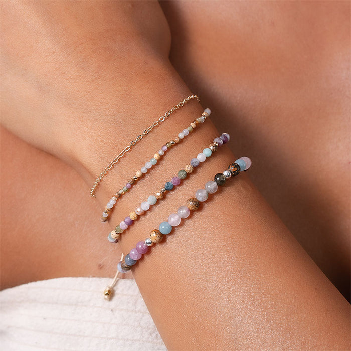 Peace + Love + Happiness 2mm Layered Healing Bracelet