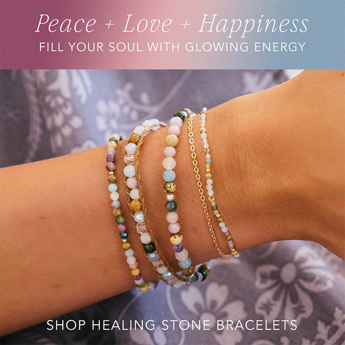 Peace + Love + Happiness 2mm Layered Healing Bracelet