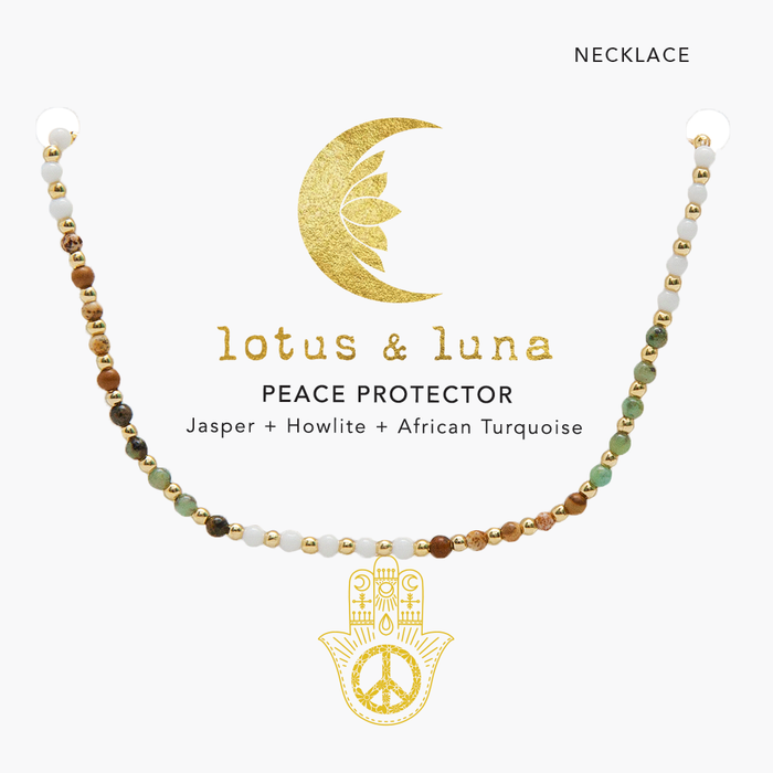Peace Protector 2mm Healing Necklace, stone key