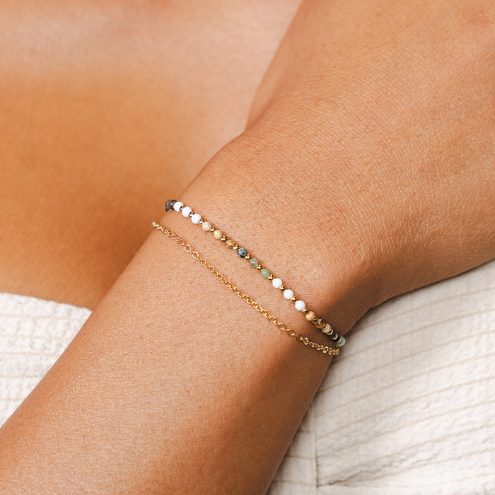 Peace Protector 2mm Layered Healing Bracelet, on wrist