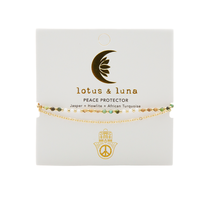 Peace Protector 2mm Layered Healing Bracelet, on retail card