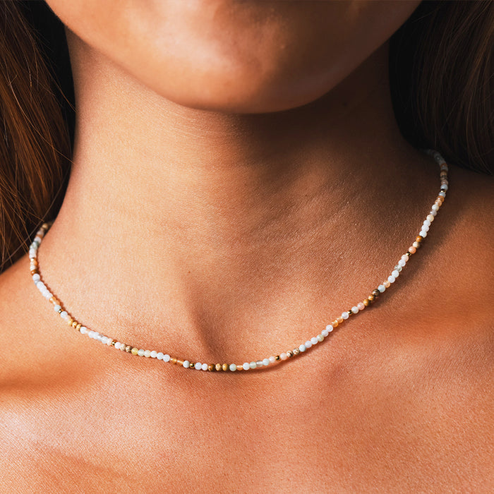 Peacemaker 2mm Healing Necklace, worn on neck