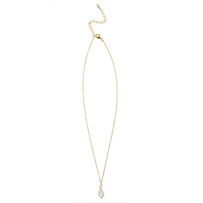 Pikake Necklace, flat lay gold chain