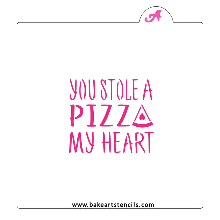Pizza Heart Saying Cookie Stencil bakeartstencil