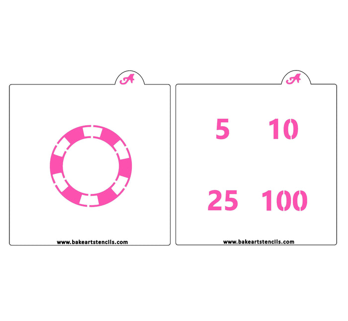 Poker Chip Cookie Stencil Set bakeartstencil