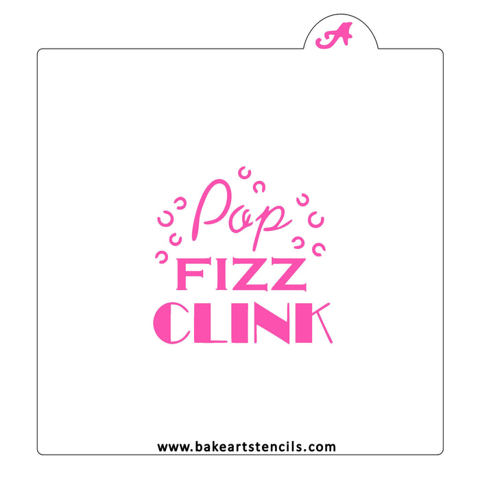 Pop Fizz Clink Cookie Stencil bakeartstencil
