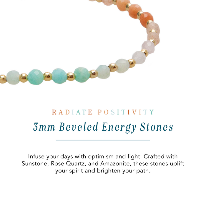 Positive Energy 3mm Healing Bracelet, bead detail labeled