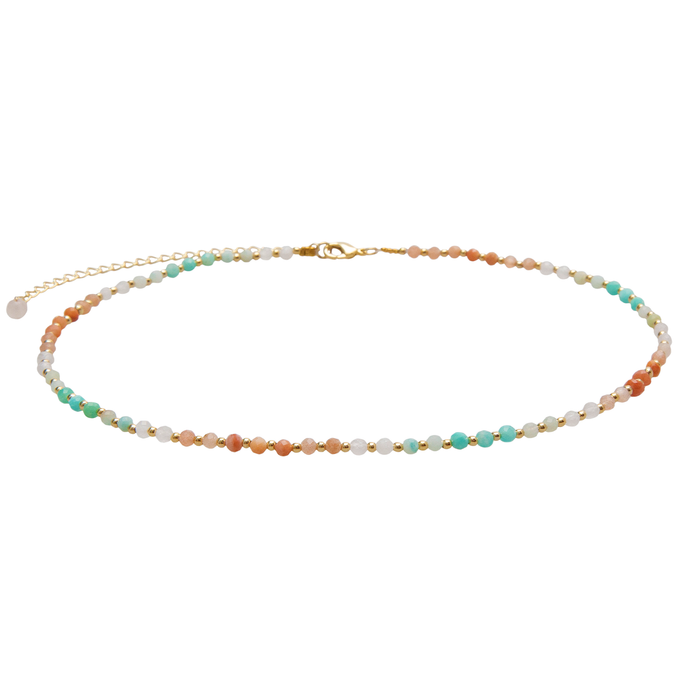 Positive Energy 3mm Healing Necklace + Bracelet Set, flat lay necklace