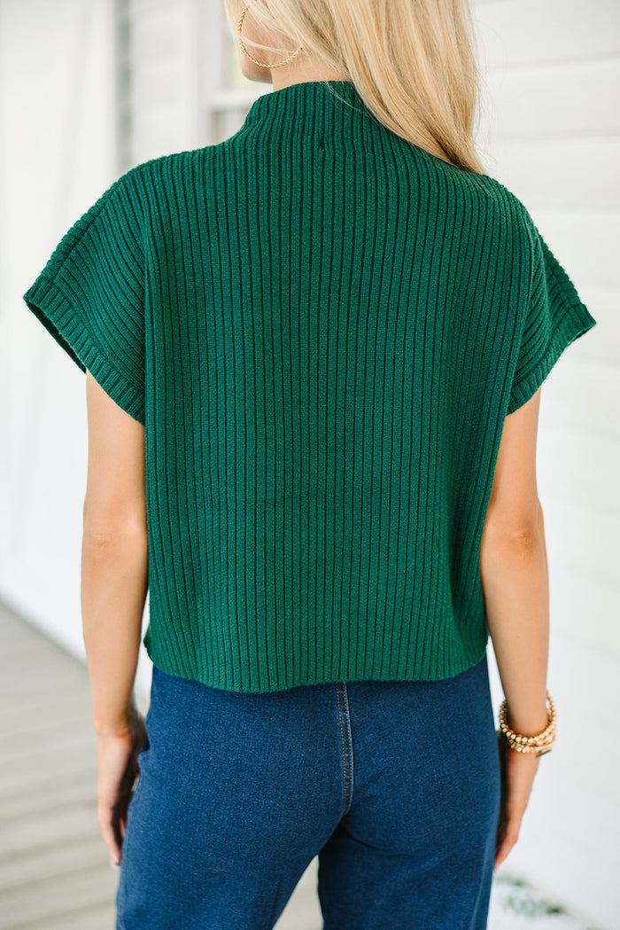 Pull à manches courtes en tricot côtelé *