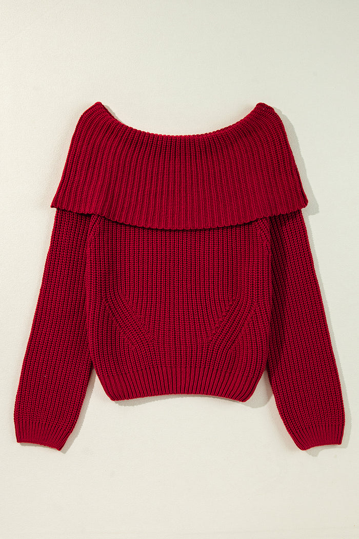 Pull en tricot à épaules dénudées rouge Racing