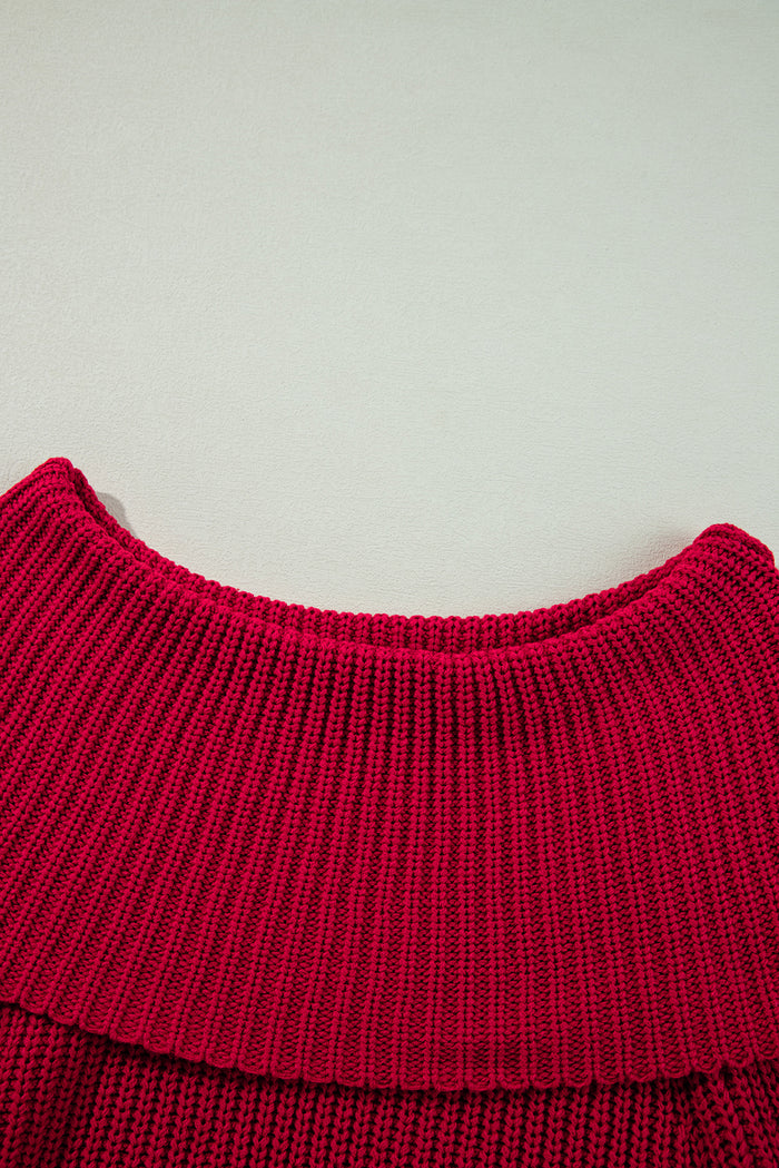 Pull en tricot à épaules dénudées rouge Racing