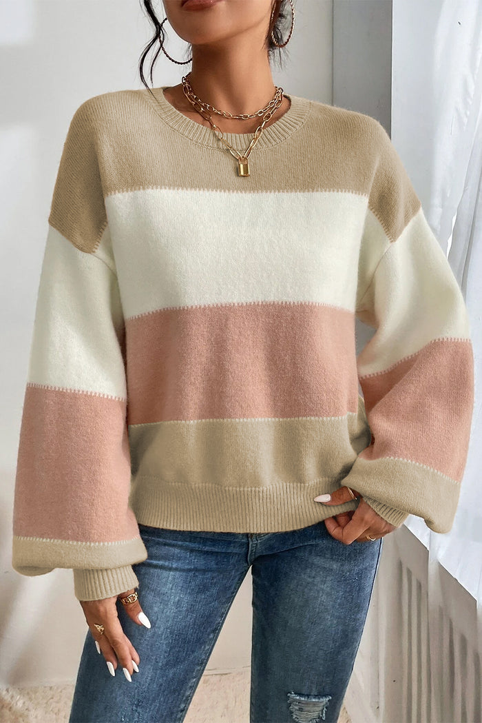 Pull rose poudré à manches lanternes *