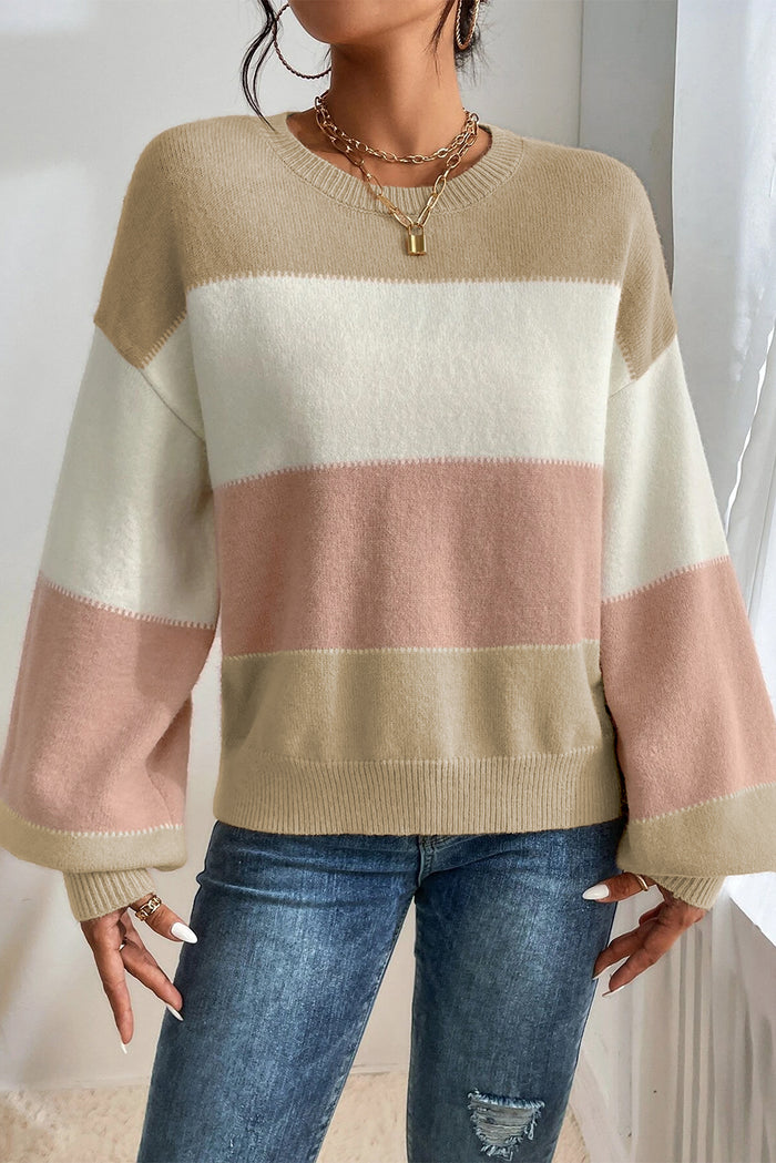 Pull rose poudré à manches lanternes *