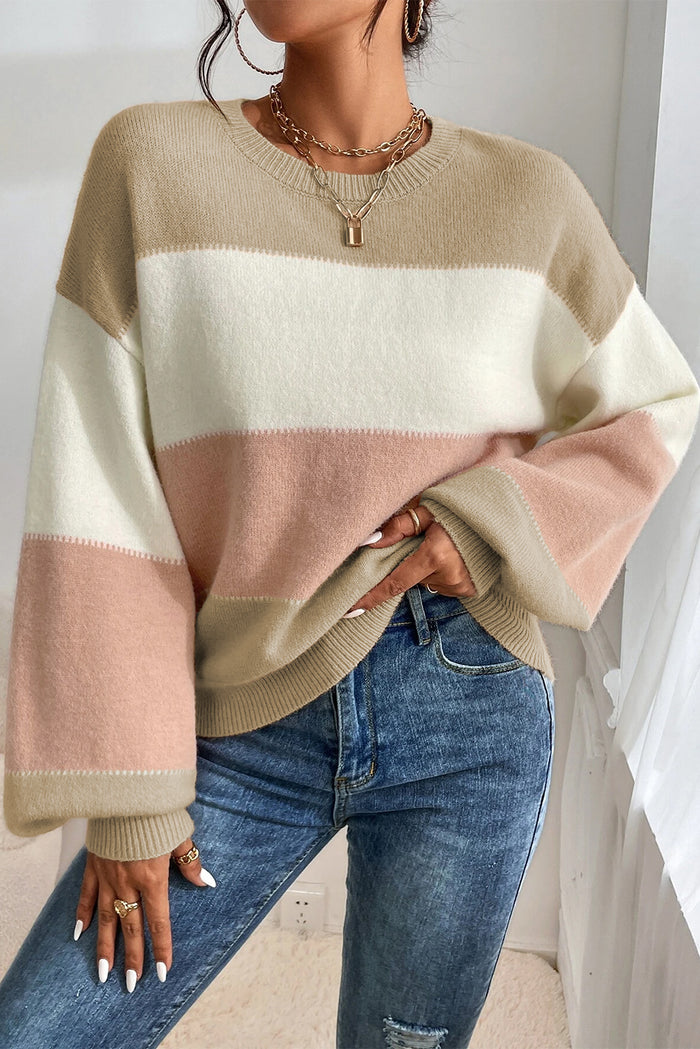 Pull rose poudré à manches lanternes *