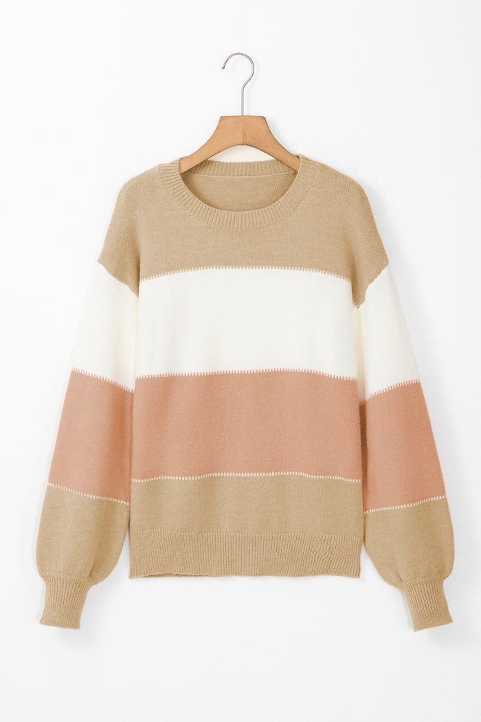 Pull rose poudré à manches lanternes *