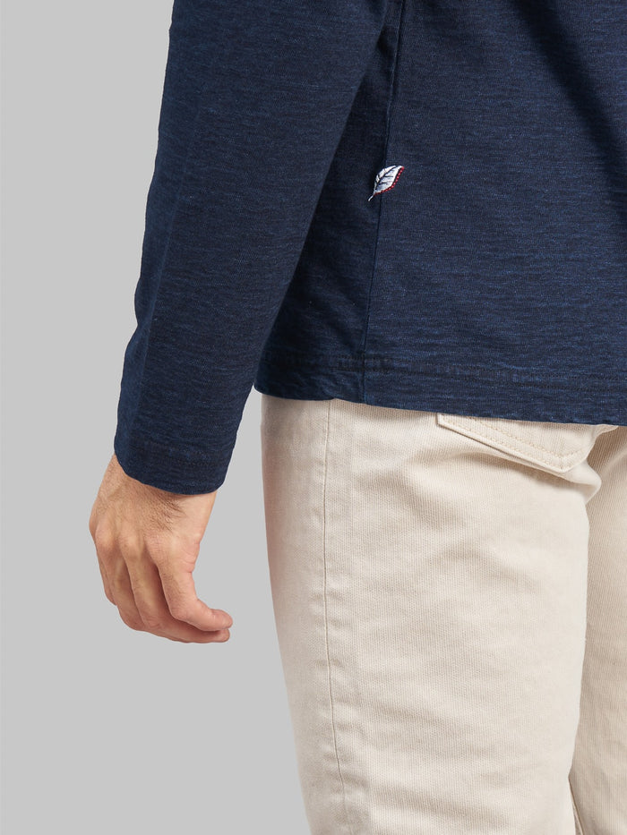 pure blue japan indigo crewneck tshirt sleeve stitching