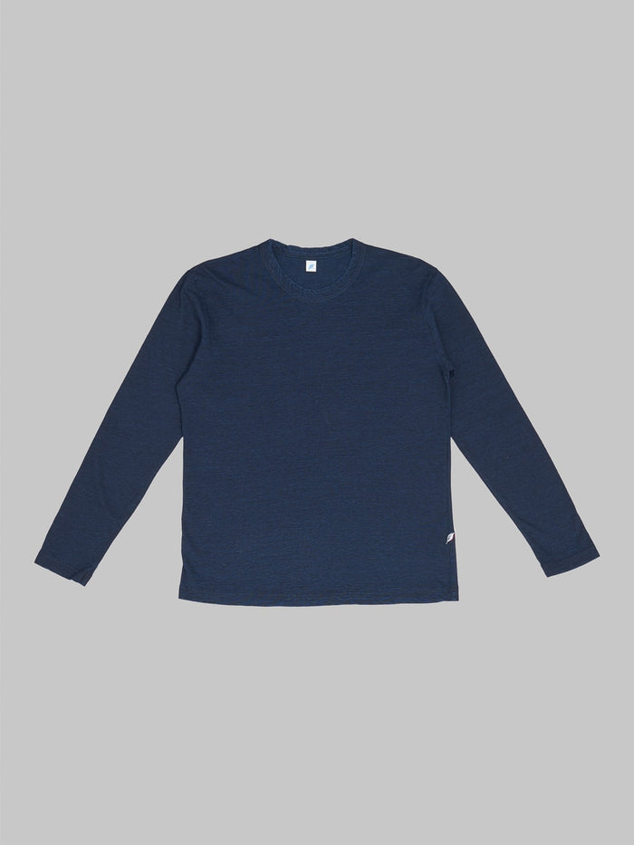 pure blue japan indigo crewneck tshirt front view