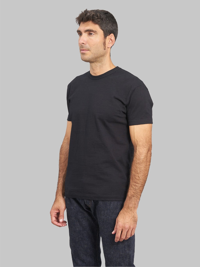 Pure Blue Japan SS5011 Black Indigo Dyed Crewneck TShirt side fit