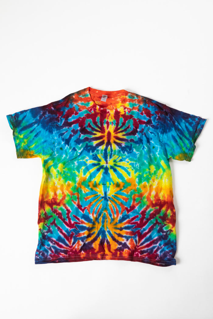 Rainbow crackle tie dye t shirt