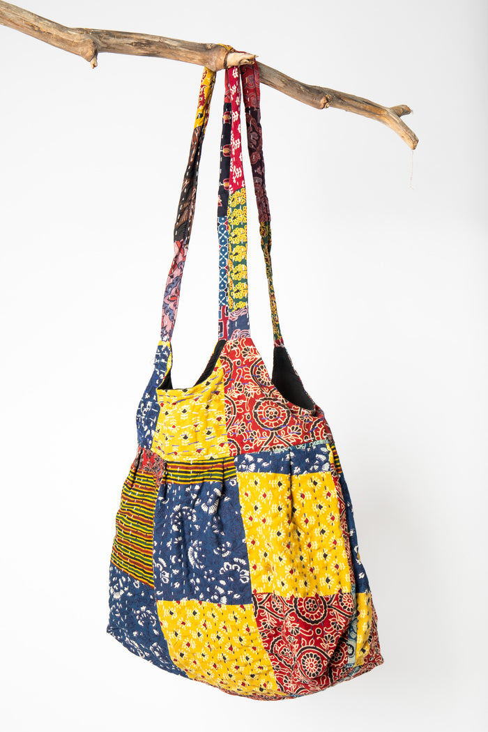 One of a Kind Block Print Patchwork Tote