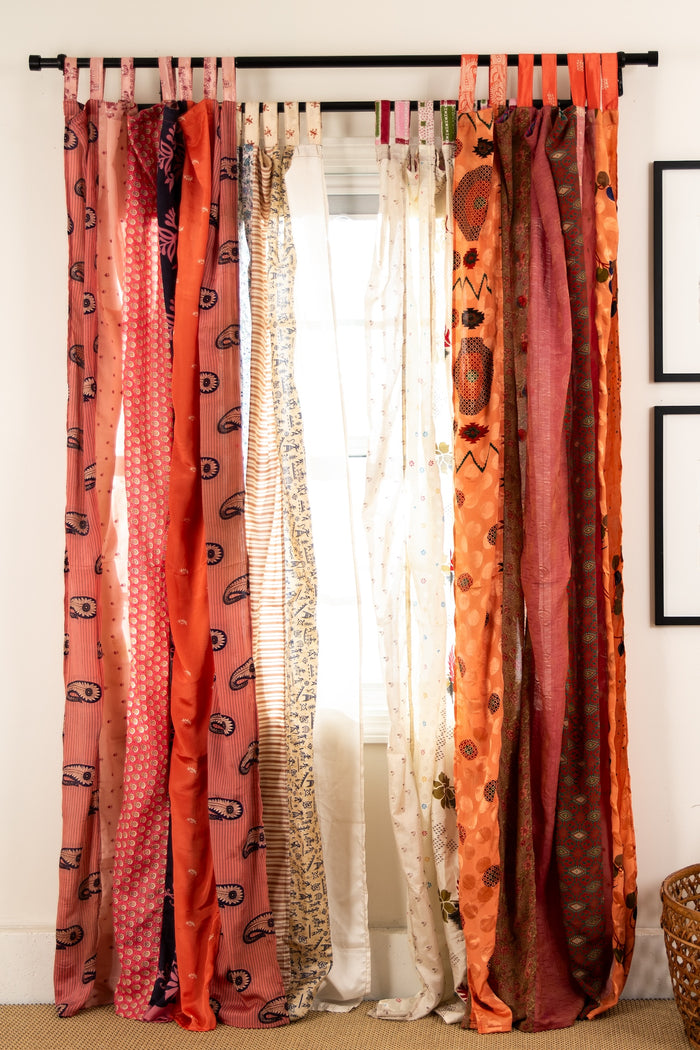Recycled Silk Panel Curtain in Fire on the Mountain