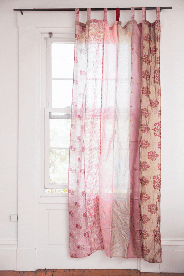 Recycled silk curtains in sugar magnolia