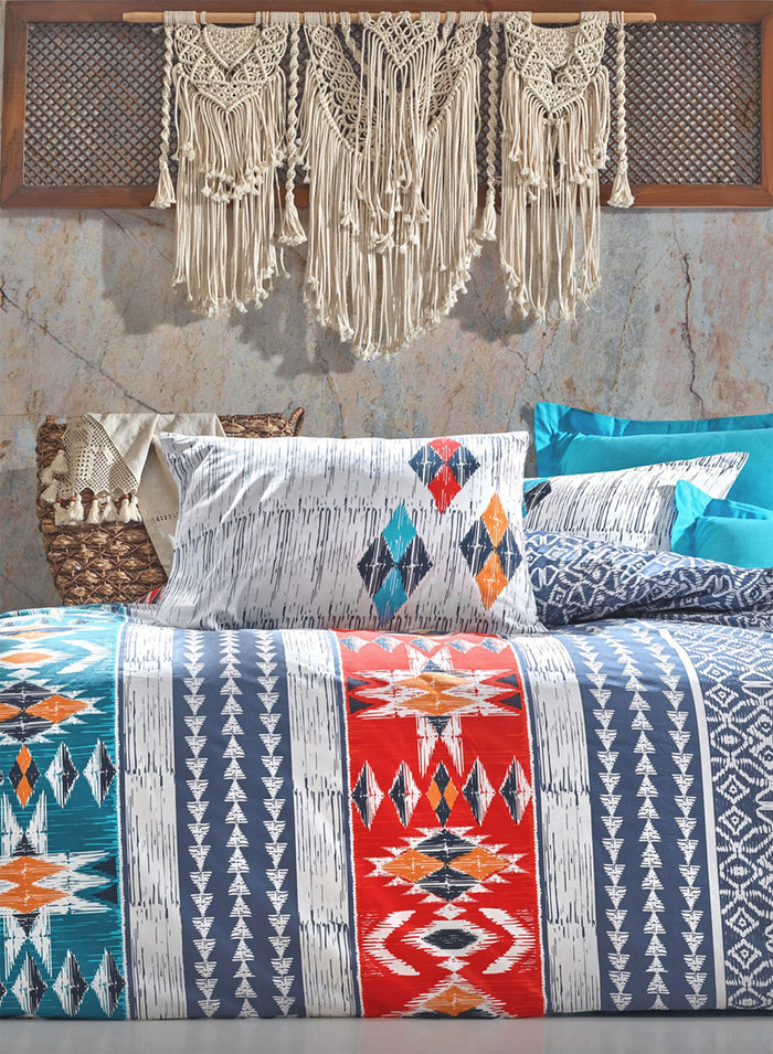 Red Cactus Duvet Cover Set | Blue