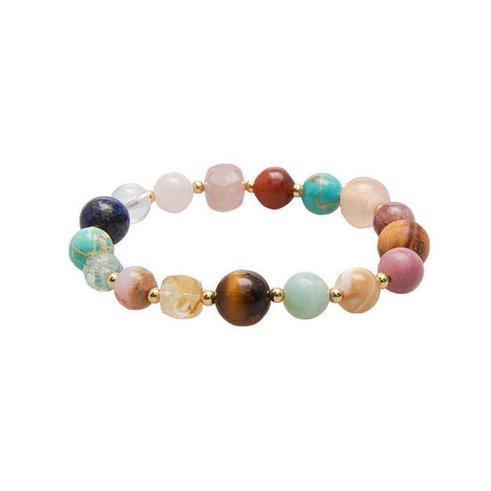 Renew Statement Healing Bracelet, flat lay multicolor stones