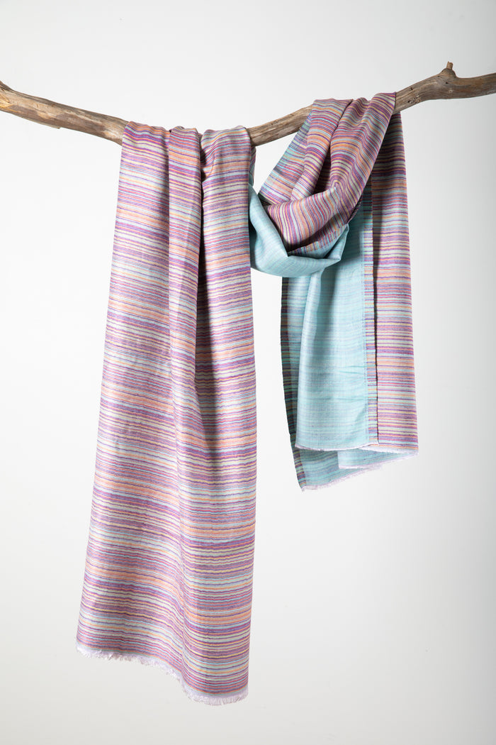 reversible modal stripe scarf mint boho scarf