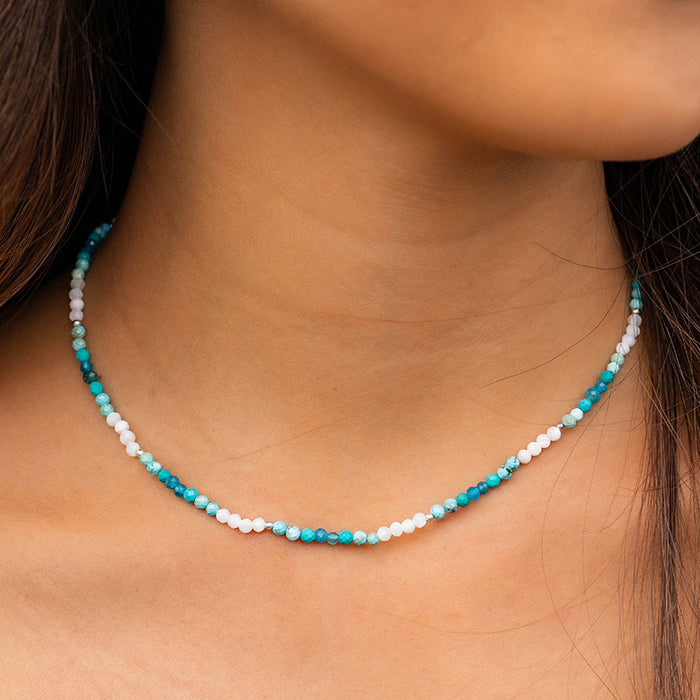 Ride The Wave 3mm Healing Necklace, worn on the neck