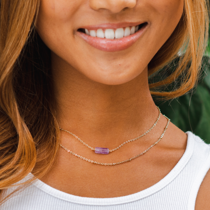 Ring of Fire Gold Necklace, layered gold chain
